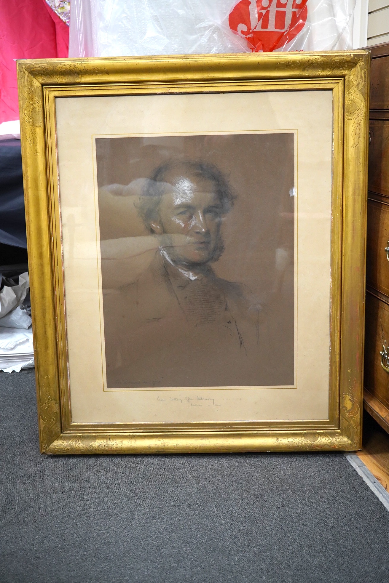 George Richmond RA (1809-1896), heightened pastel, Portrait of Anthony St John Mildmay, Archdeacon of Essex (1800-1878), signed and dated 1858, 60 x 46cm, gilt frame. Condition - fair